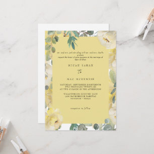 Invitación Boda Floral Amarillo Ambos Padres