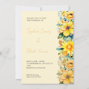 Invitación Boda Floral Amarillo Bohemio