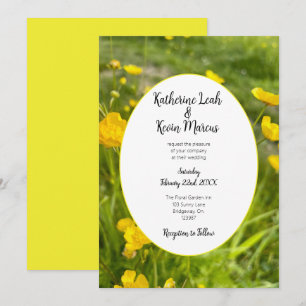 Invitación Boda floral amarillo brillante