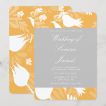 Boda Floral Amarillo Gris Tulipán Botánico Moderno