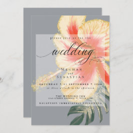 Invitación Boda floral amarillo Naranja elegante audaz