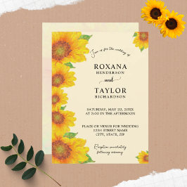 Invitación Boda floral amarillo páintero amarillo giratorio