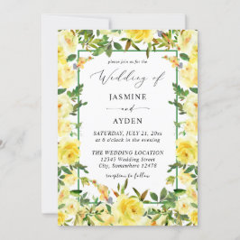 Invitación Boda floral amarillo V3