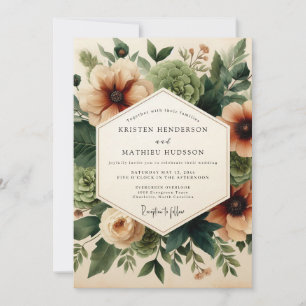 Invitación Boda floral ámbar en el bosque