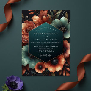 Invitación Boda Floral Ámbar Turquesa Malhumorada