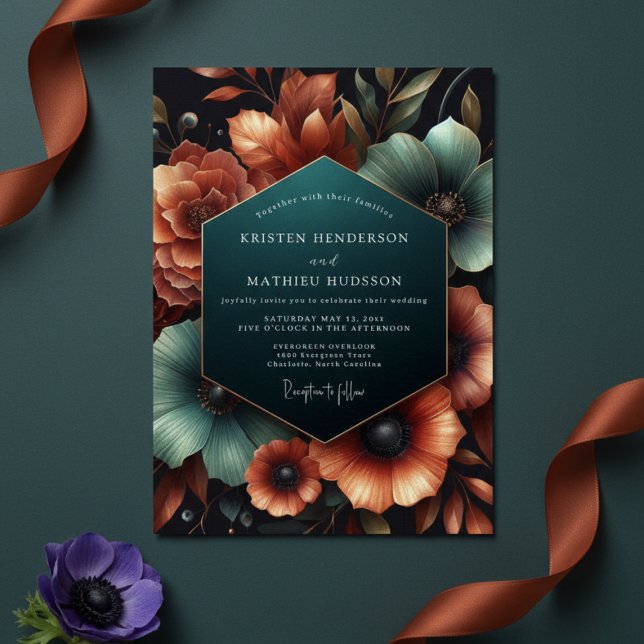 Invitación Boda Floral Ámbar Turquesa Malhumorada (Subido por el creador)