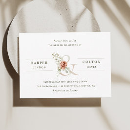 Invitación Boda Floral Ampersand Elegant Watercolor
