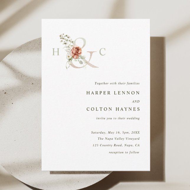 Invitación Boda Floral Ampersand Elegant Watercolor (Subido por el creador)