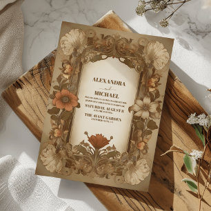 Invitación Boda floral antiguo de estilo Art Nouveau