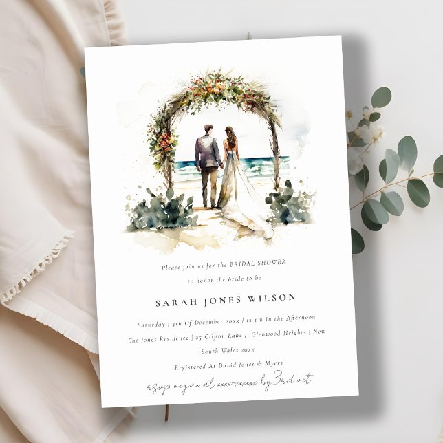 Invitación Boda floral Arch Beach Seascape Bridal Shower (Subido por el creador)