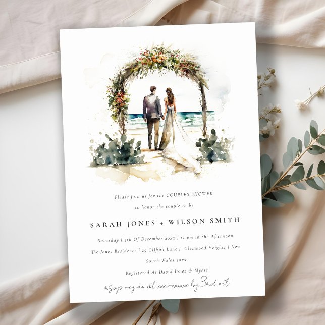 Invitación Boda Floral Arch Beach Seascape Parejas Ducha (Subido por el creador)