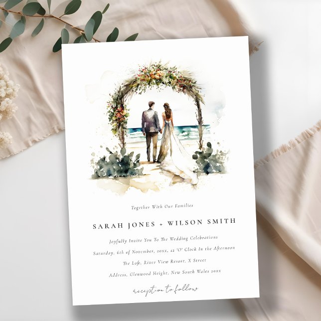 Invitación Boda floral Arch Boda de la playa costera de playa (Subido por el creador)