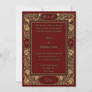 Invitación Boda floral Art Nouvea de la época victoriana de 1