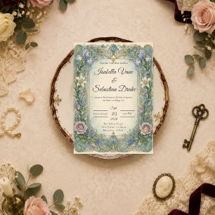 Invitación Boda floral Art Nouveau etérea