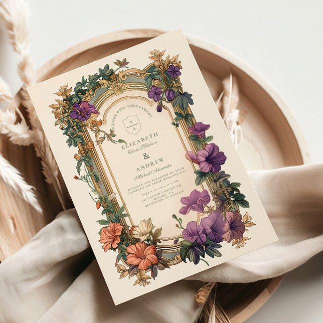 Invitación Boda floral Art Nouveau Golden Arch (Subido por el creador)