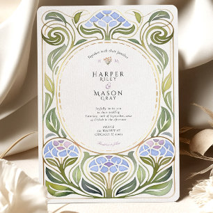 Invitación Boda floral Art Nouveau Hydrangea