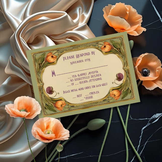 Invitación Boda floral Art Nouveau RSVP (Subido por el creador)