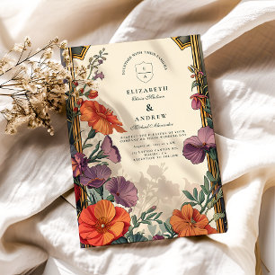 Invitación Boda floral Art Nouveau Sunset