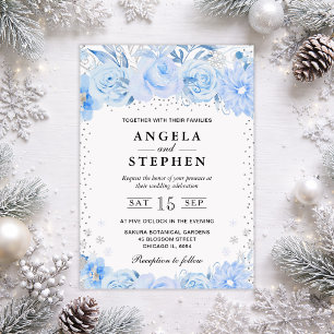 Invitación Boda floral ártica de acuarela de invierno