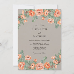 Invitación Boda floral artística de coral