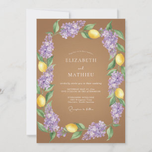 Invitación Boda Floral Artística Lila Limón