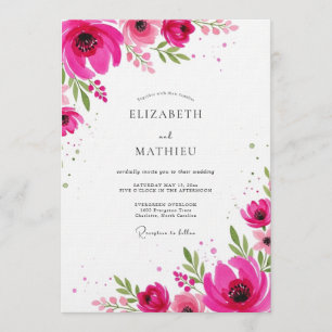 Invitación Boda floral artística magenta