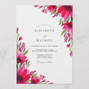 Invitación Boda Floral Artística Magenta