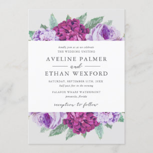 Invitación Boda floral Aveline Purple Watercolour