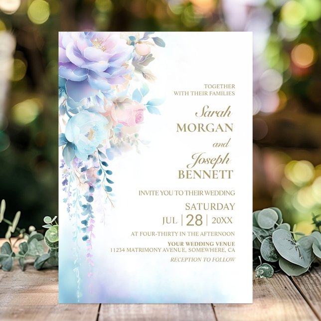 Invitación Boda Floral Azul (Subido por el creador)