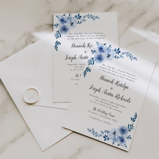 Invitación boda floral azul (Subido por el creador)