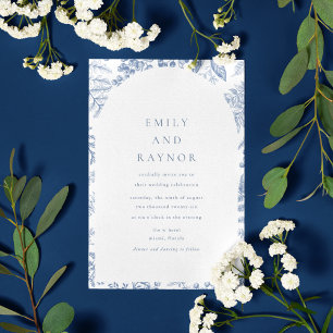 Invitación Boda floral azul blanco