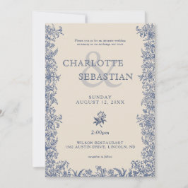 Invitación Boda floral azul botánica elegante
