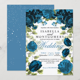 Invitación Boda Floral Azul Botánico