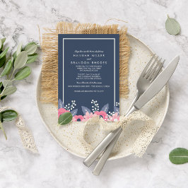 Invitación Boda floral azul brillante para familias con cama