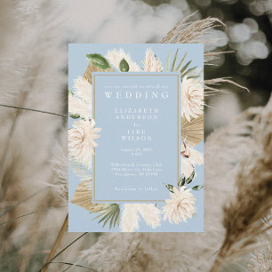 Invitación Boda floral azul cielo