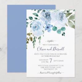 Invitación Boda floral azul claro