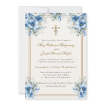 Boda floral azul clásico católico