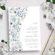 Boda Floral Azul con Monograma