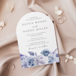 Invitación Boda floral azul de Arch Dusty Designer