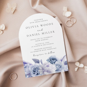 Invitación Boda floral azul de Arch Dusty Designer