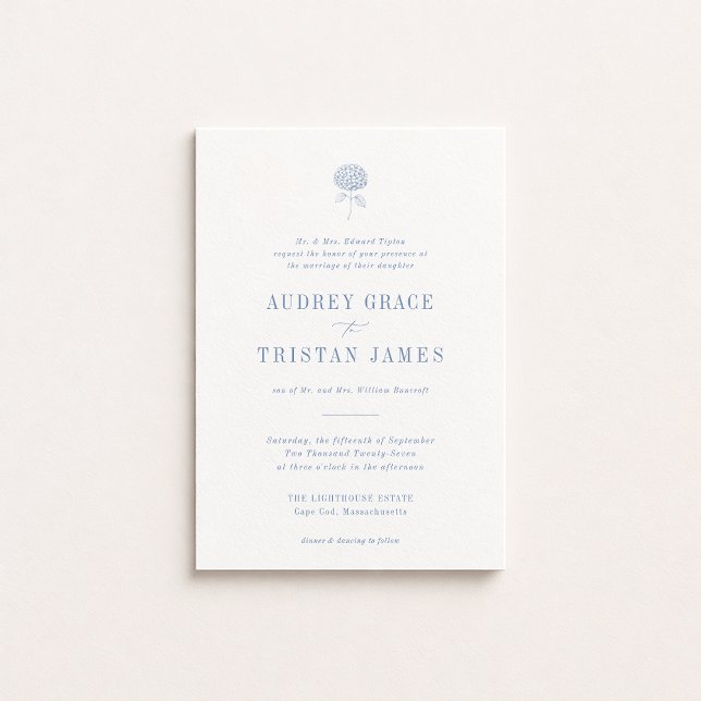 Invitación Boda floral azul de HYDRANGEA (Subido por el creador)