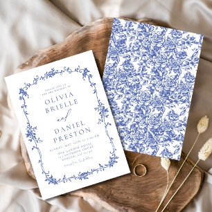 Invitación Boda Floral Azul de la época victoriana