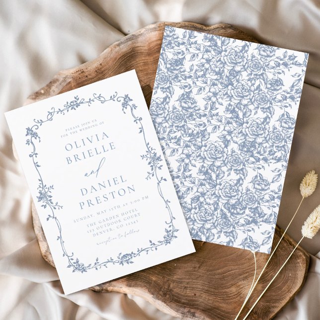 Invitación Boda Floral Azul de la época victoriana (Subido por el creador)