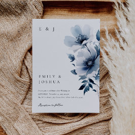 Invitación Boda floral azul de la Marina