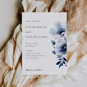 Invitación Boda floral azul de la Marina
