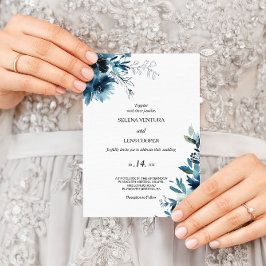 Invitación Boda floral azul de la Marina Celeste