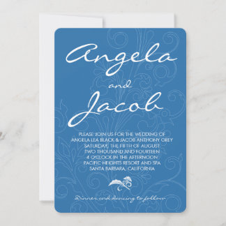 Invitación Boda Floral Azul de Peacock para el grupo de tipog