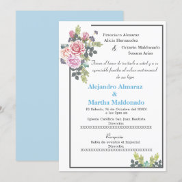 Invitación boda Floral Azul de Rubor