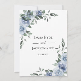 Invitación Boda Floral Azul Dusty