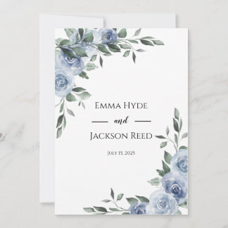 Invitación Boda Floral Azul Dusty